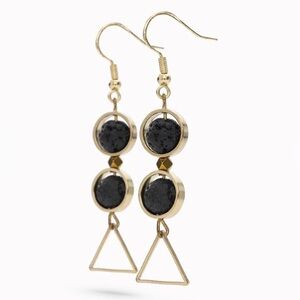 Golden and lava stone oil diffuser earrings, new